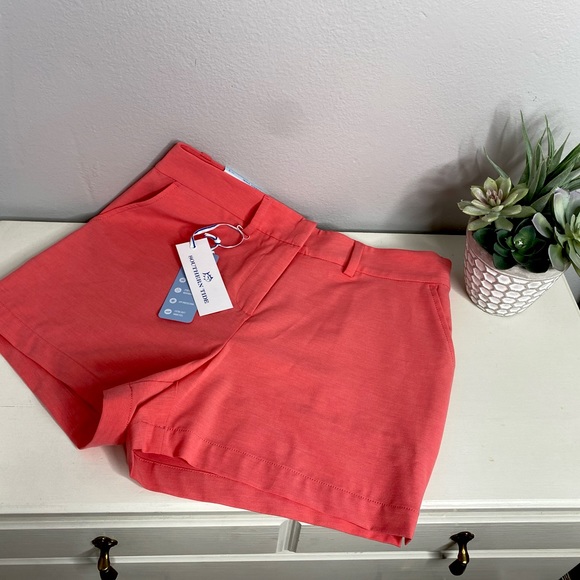 Southern Tide High Waisted Pink Coral 4" Performance Shorts - Picture 6 of 6